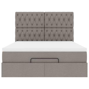 Ottoman-Bett mit Matratze & LEDs Taupe 140x200 cm Stoff
