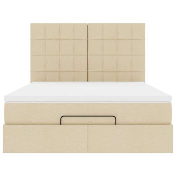 Ottoman-Bett mit Matratze & LEDs Creme 140x200 cm Stoff