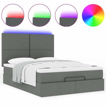 Ottoman-Bett mit Matratze & LEDs Dunkelgrau 140x200 cm Stoff
