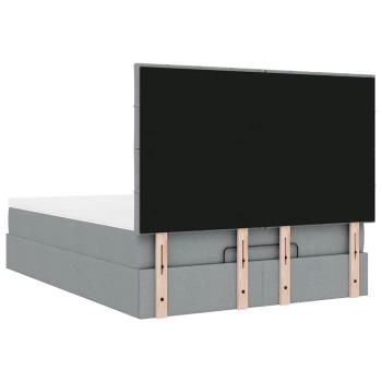 Ottoman-Bett mit Matratze Hellgrau 140x200 cm Stoff