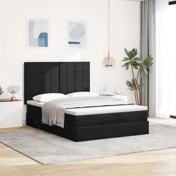 Ottoman-Bett mit Matratze Schwarz 140x200 cm Stoff