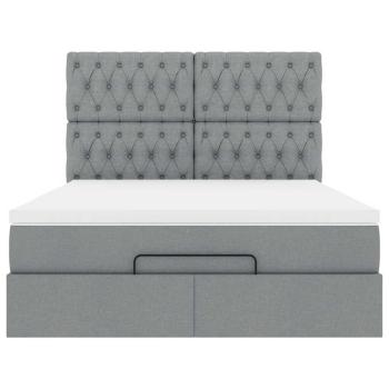 Ottoman-Bett mit Matratze Hellgrau 140x200 cm Stoff