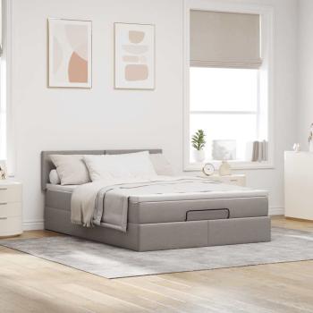 Ottoman-Bett mit Matratze Taupe 140x200 cm Stoff