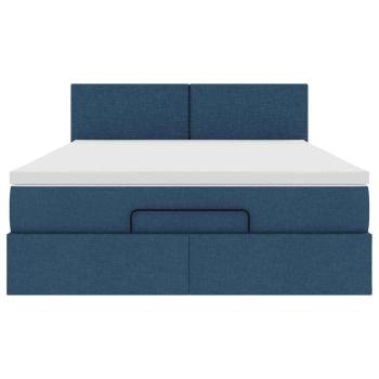 Ottoman-Bett mit Matratze Blau 140x200 cm Stoff