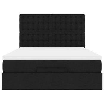 Ottoman-Bett mit Matratze & LEDs Schwarz 140x200 cm Stoff