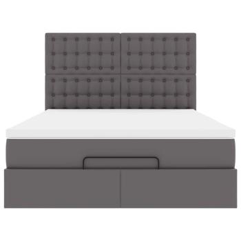 Ottoman-Bett mit Matratze Grau 140x200 cm Kunstleder