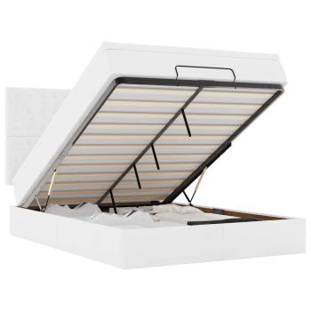 Ottoman-Bett mit Matratze & LEDs Weiß 140x200 cm Kunstleder