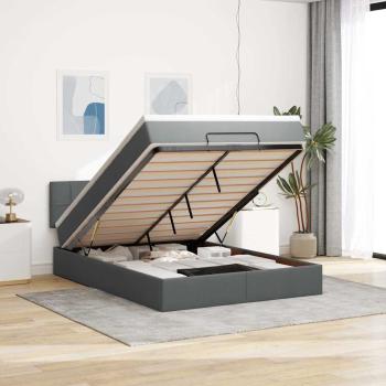 ARDEBO.de - Ottoman-Bett mit Matratze Dunkelgrau 140x200 cm Stoff