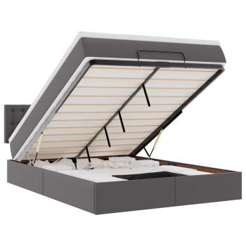 Ottoman-Bett mit Matratzen & LEDs Grau 140x200 cm Kunstleder