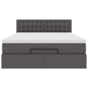 Ottoman-Bett mit Matratzen & LEDs Grau 140x200 cm Kunstleder