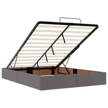 Ottoman-Bett mit Matratzen & LEDs Grau 140x200 cm Kunstleder