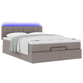 Ottoman-Bett mit Matratze & LEDs Taupe 140x200 cm Stoff