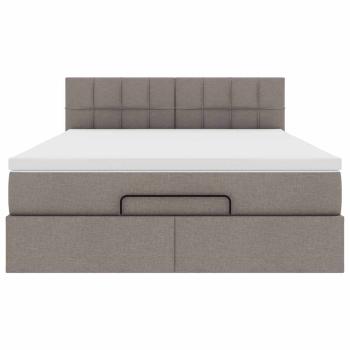 Ottoman-Bett mit Matratze & LEDs Taupe 140x200 cm Stoff