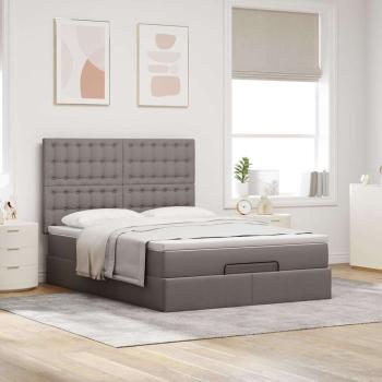 Ottoman-Bett mit Matratze Taupe 140x200 cm Stoff