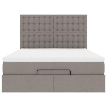Ottoman-Bett mit Matratze Taupe 140x200 cm Stoff