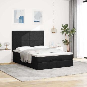 Ottoman-Bett mit Matratze Schwarz 140x200 cm Stoff