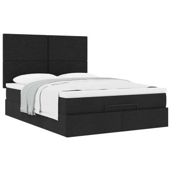 Ottoman-Bett mit Matratze Schwarz 140x200 cm Stoff