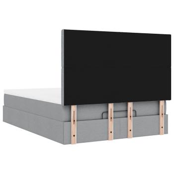 Ottoman-Bett mit Matratze & LEDs Hellgrau 140x200 cm Stoff