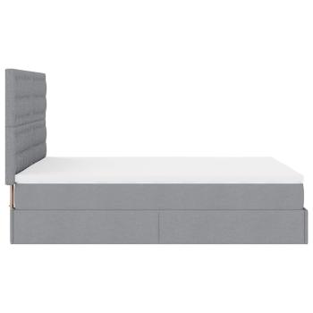 Ottoman-Bett mit Matratze & LEDs Hellgrau 140x200 cm Stoff