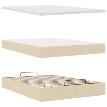Ottoman-Bett mit Matratze & LEDs Creme 140x200 cm Stoff