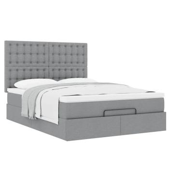 Ottoman-Bett mit Matratze Hellgrau 140x200 cm Stoff