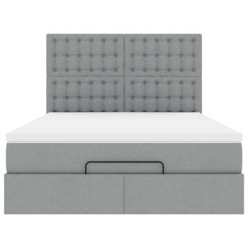 Ottoman-Bett mit Matratze Hellgrau 140x200 cm Stoff