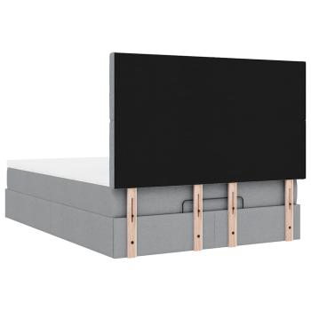 Ottoman-Bett mit Matratze Hellgrau 140x200 cm Stoff