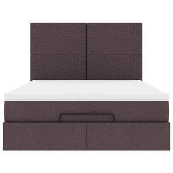Ottoman-Bett mit Matratze & LEDs Dunkelbraun 140x200 cm Stoff