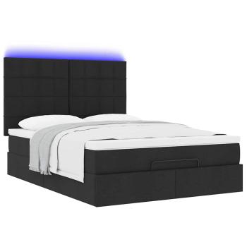 Ottoman-Bett mit Matratze & LEDs Schwarz 140x200 cm Stoff