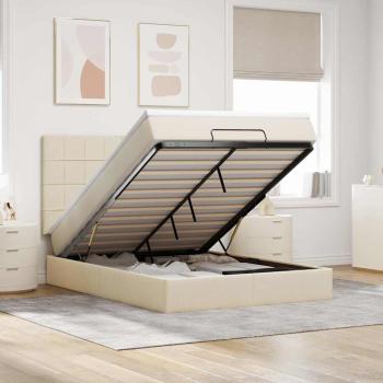 ARDEBO.de - Ottoman-Bett mit Matratze Creme 140x200 cm Stoff