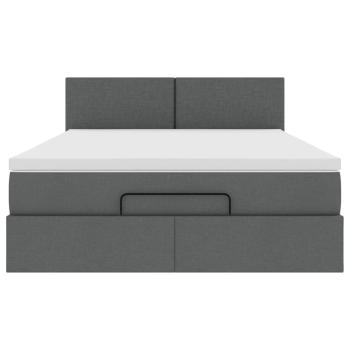 Ottoman-Bett mit Matratze Dunkelgrau 140x200 cm Stoff