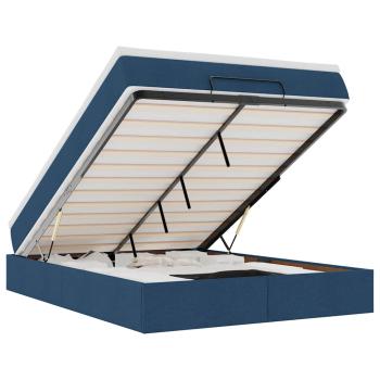 Ottoman-Bett mit Matratze Blau 140x200 cm Stoff