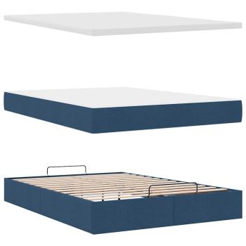 ARDEBO.de - Ottoman-Bett mit Matratze Blau 140x200 cm Stoff