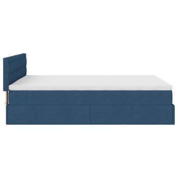 Ottoman-Bett mit Matratze Blau 140x200 cm Stoff