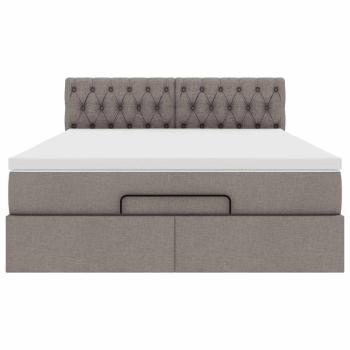 Ottoman-Bett mit Matratze Taupe 140x200 cm Stoff
