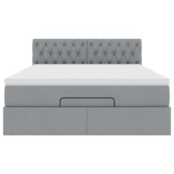 Ottoman-Bett mit Matratze Hellgrau 140x200 cm Stoff