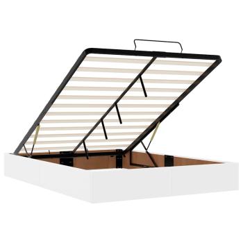 Ottoman-Bett mit Matratzen & LEDs Reinweiß 140x200cm Kunstleder