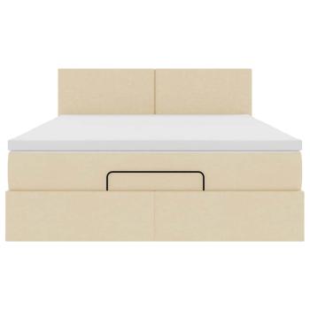 Ottoman-Bett mit Matratze & LEDs Creme 140x200 cm Stoff