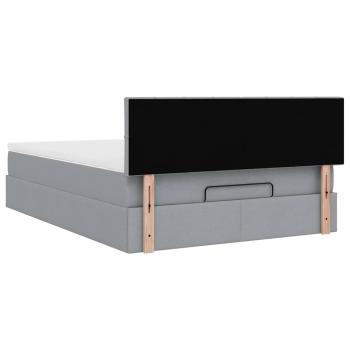 Ottoman-Bett mit Matratze & LEDs Hellgrau 140x200 cm Stoff