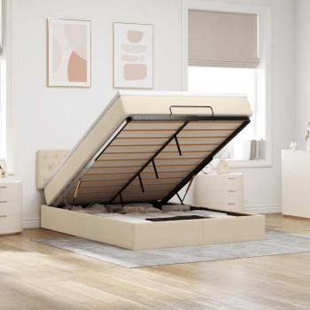 ARDEBO.de - Ottoman-Bett mit Matratze & LEDs Creme 140x200 cm Stoff