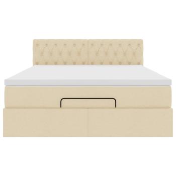 Ottoman-Bett mit Matratze & LEDs Creme 140x200 cm Stoff