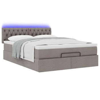 Ottoman-Bett mit Matratze & LEDs Taupe 140x200 cm Stoff