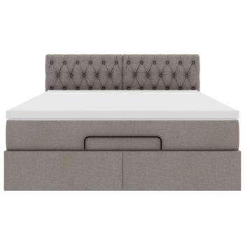 Ottoman-Bett mit Matratze & LEDs Taupe 140x200 cm Stoff