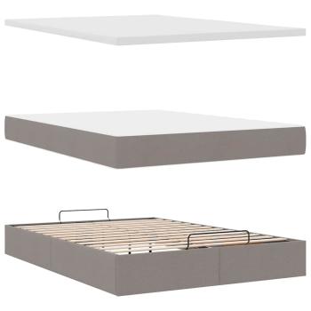 Ottoman-Bett mit Matratze & LEDs Taupe 140x200 cm Stoff