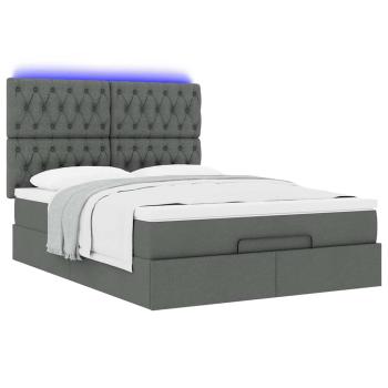 Ottoman-Bett mit Matratze & LEDs Dunkelgrau 140x200 cm Stoff