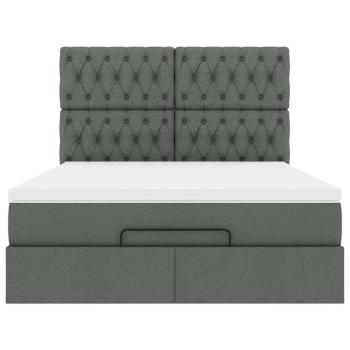 Ottoman-Bett mit Matratze & LEDs Dunkelgrau 140x200 cm Stoff