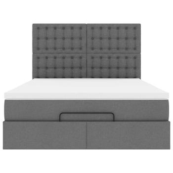 Ottoman-Bett mit Matratze Dunkelgrau 140x200 cm Stoff