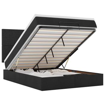 Ottoman-Bett mit Matratze & LEDs Schwarz 140x200 cm Stoff
