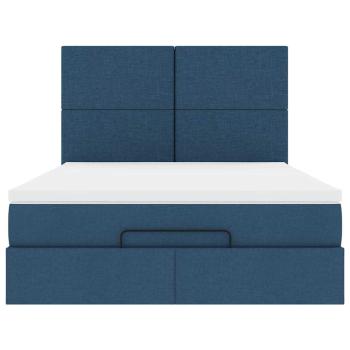 Ottoman-Bett mit Matratze Blau 140x200 cm Stoff