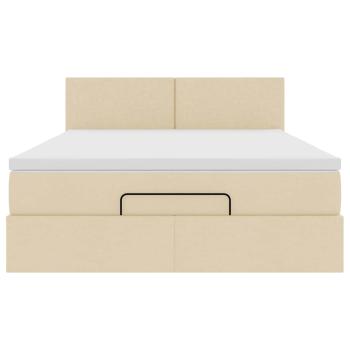 Ottoman-Bett mit Matratze Creme 140x200 cm Stoff